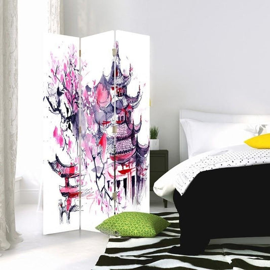 3-ių Dalių Kambario Pertvara Vyšnia Pagodos Fone 360