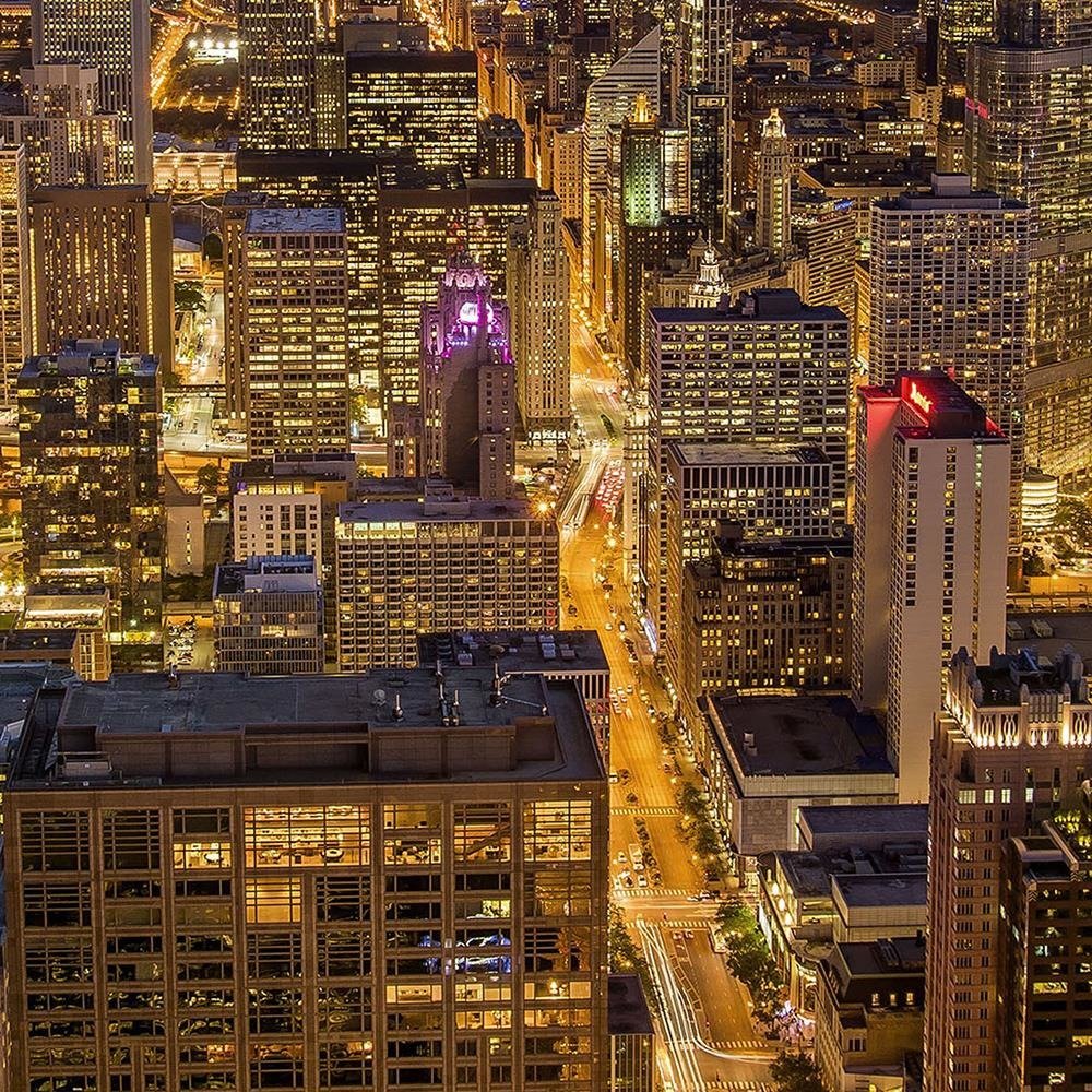 Paveikslai Ant Drobės Čikaga Naktyje