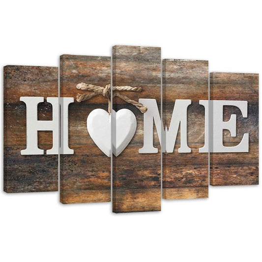 Canvas, Home on old wooden board with vintage look