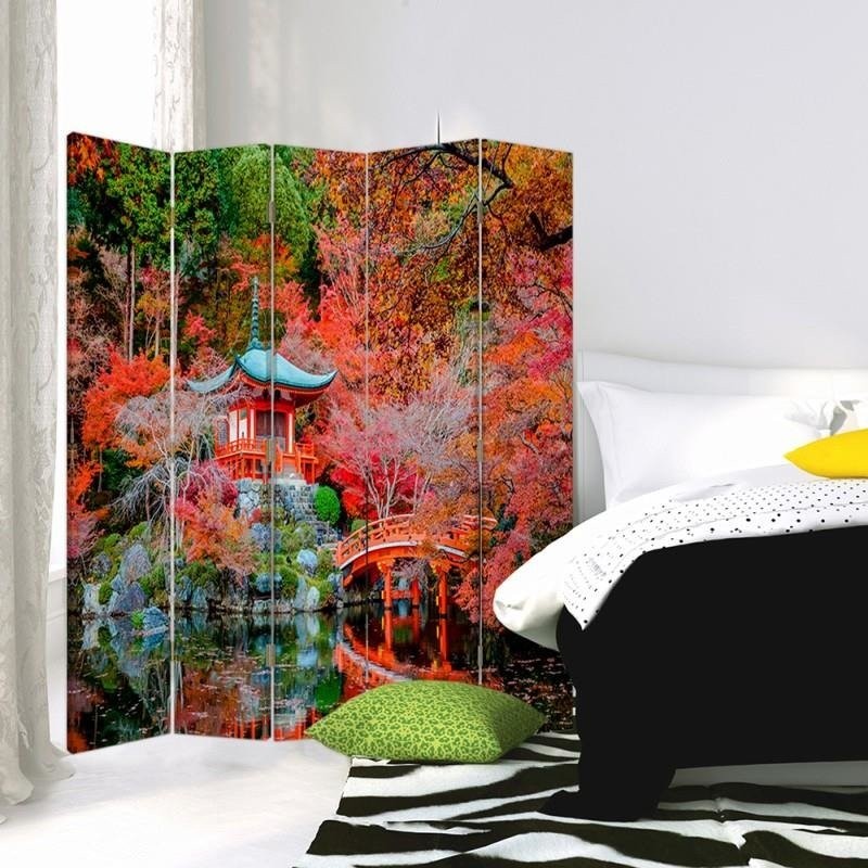 5-ių Dalių Kambario Pertvara Japoniškas Sodas