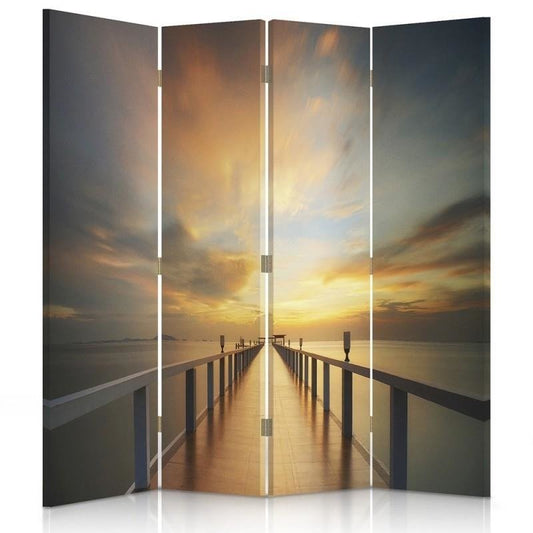 Room divider, A pier bathed in sunlight