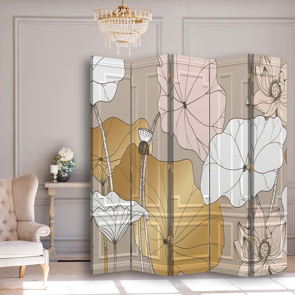 5-ių Dalių Kambario Pertvara Vintažinės Gėlės