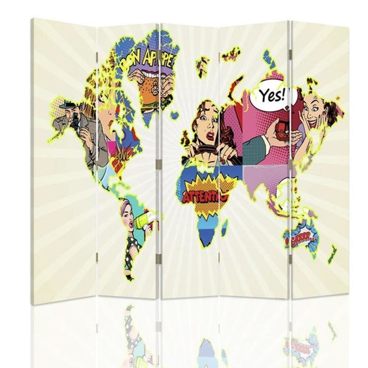 Room divider, Pop Art World Map