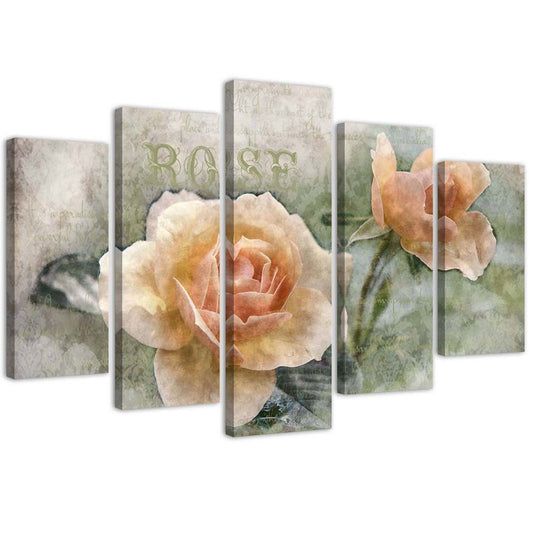 Canvas, Tea roses shabby chic