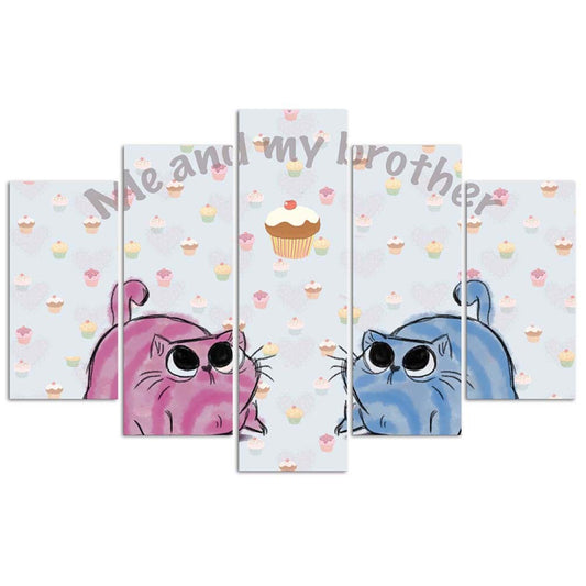 Deco panel, Two kittens, 5-part