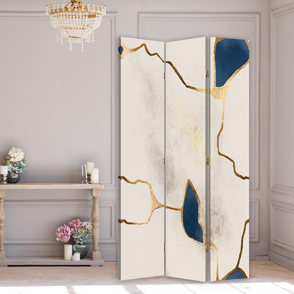 3-ių Dalių Kambario Pertvara Mėlynos Auksinės Linijos 360