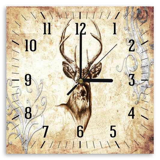Wall clock, Deer in sepia