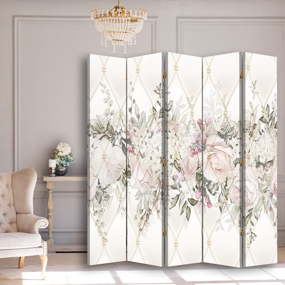 5-ių Dalių Kambario Pertvara Pastelinės Gėlės