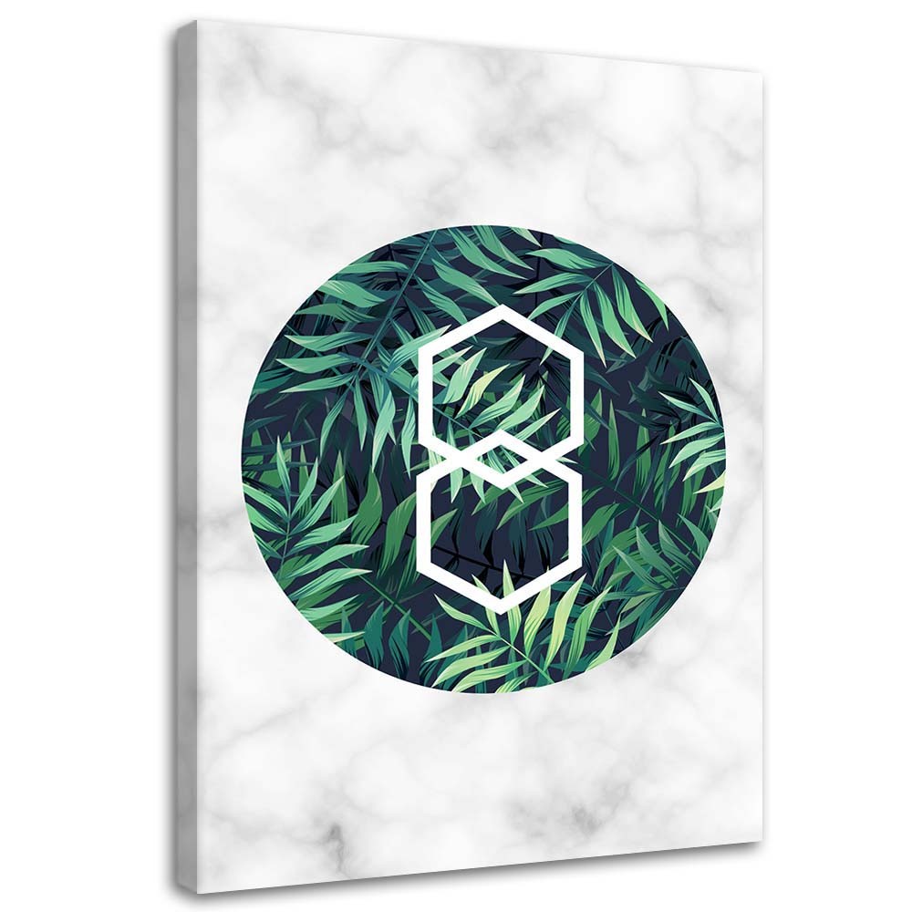 Canvas, Fern leaf in a circle - marble