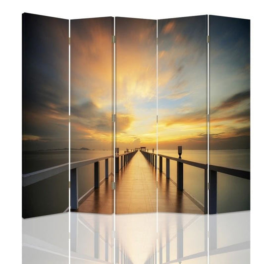 Room divider, A pier bathed in sunlight