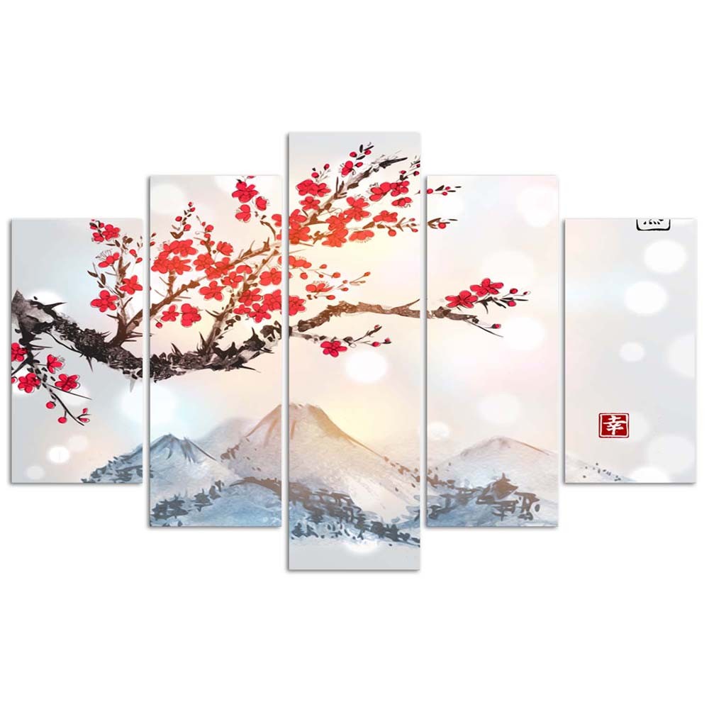 Deco panel, Cherry blossom country, 5 images