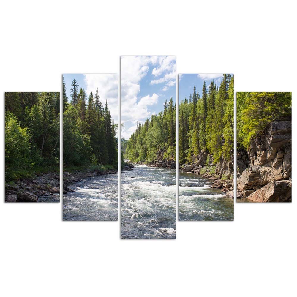 Deco panel, River in the forest, 5-piece