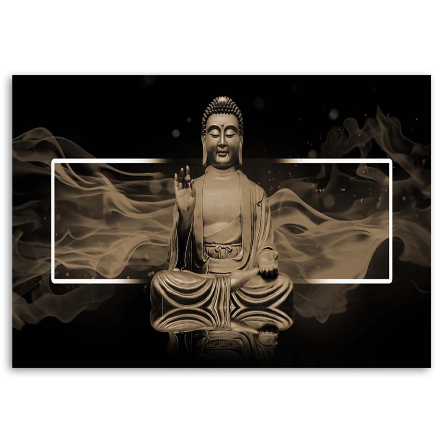 Deco panel, Meditating buddha figure - beige, 1-panel