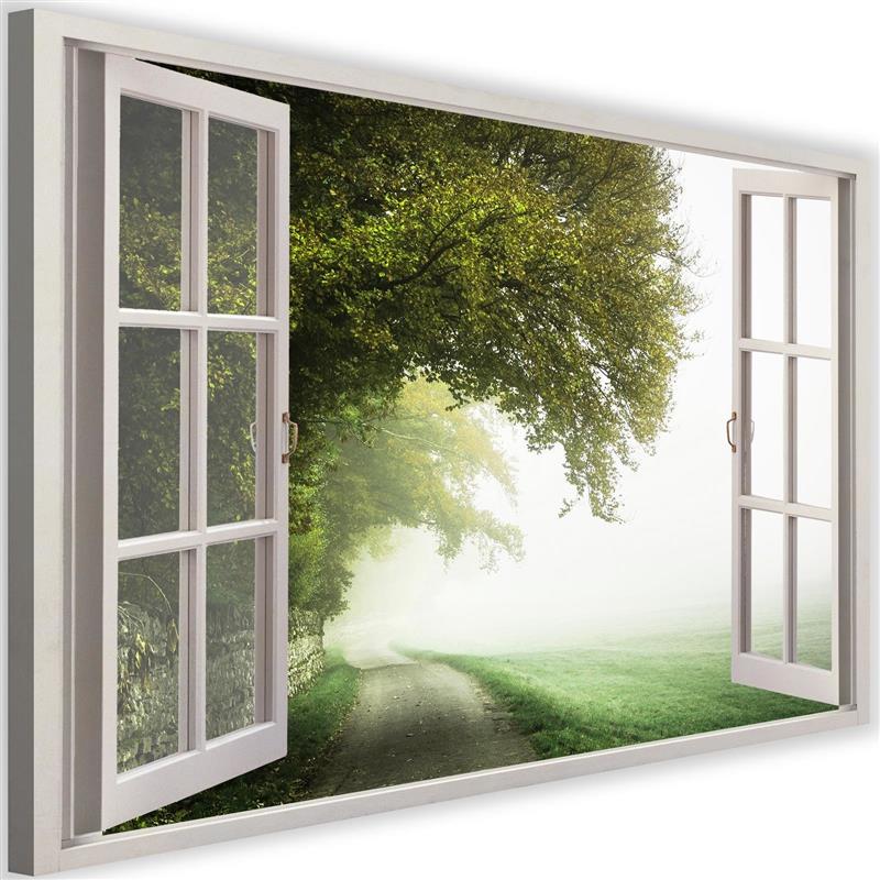 Canvas, Window - misty tree