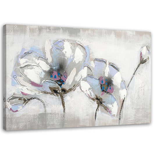 Canvas, Painted flowers in white