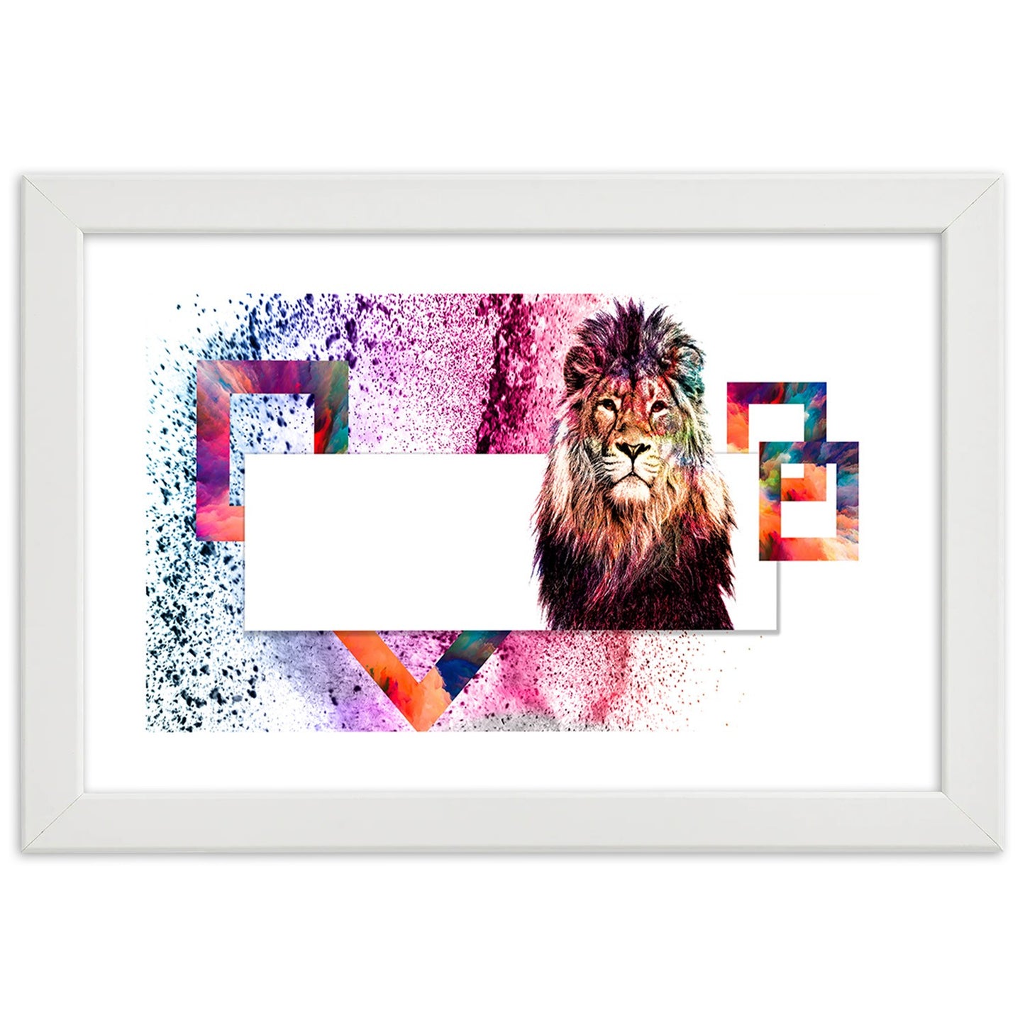 Picture in frame, Lion with colourful mane