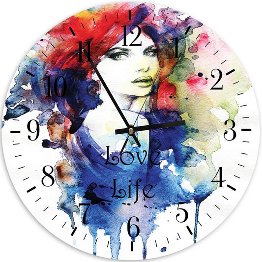 Wall clock, Love life watercolor
