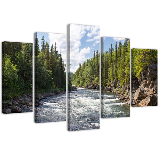 Canvas, River in a forest