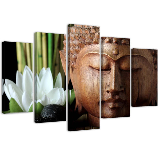 Canvas, Buddha and a white flower