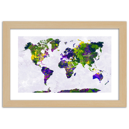 Picture in frame, Painted world map