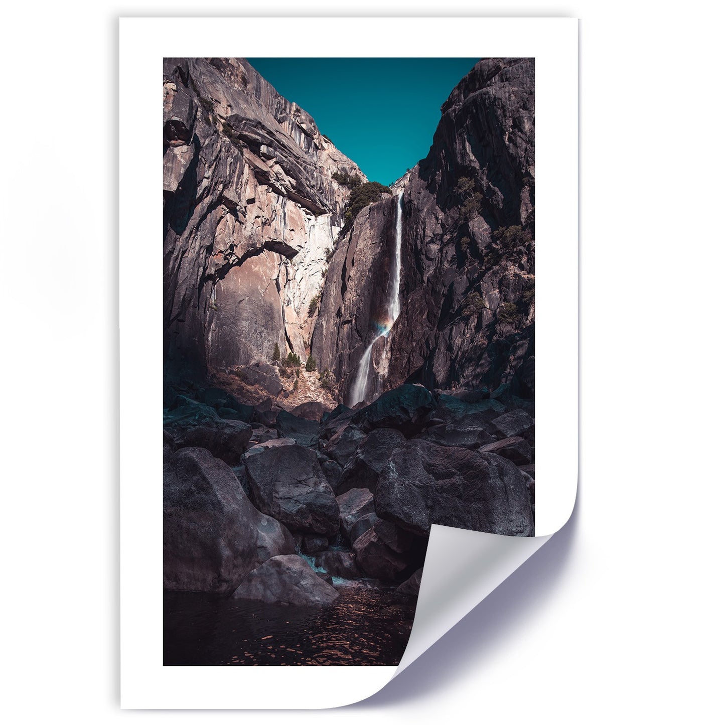 Poster, Waterfall among high rocks