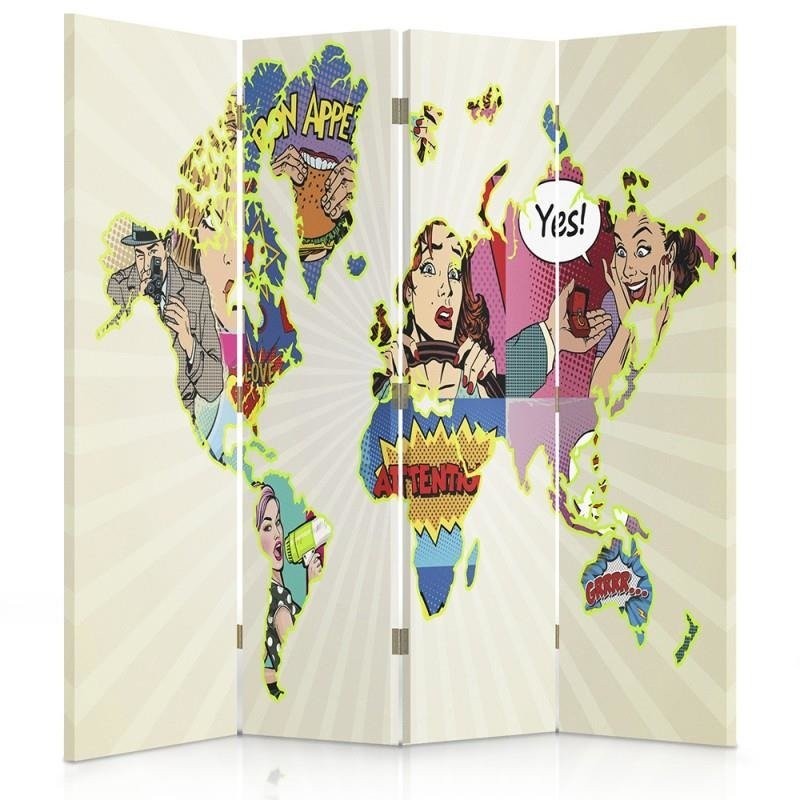 Room divider, Pop Art World Map