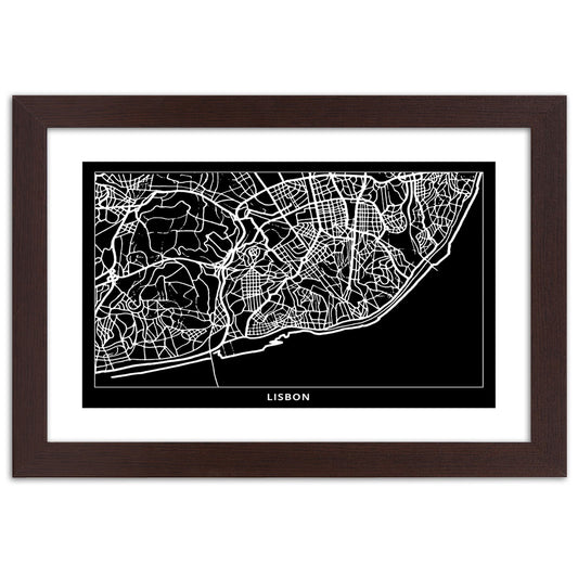Picture in frame, City plan lisbon