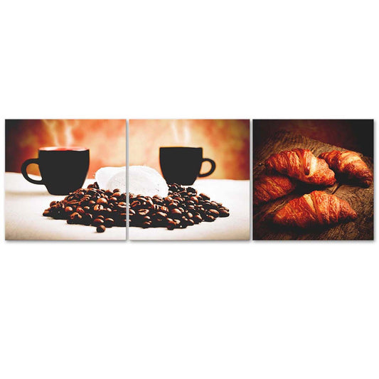 Deco panel, Coffee and croissants, 3-part