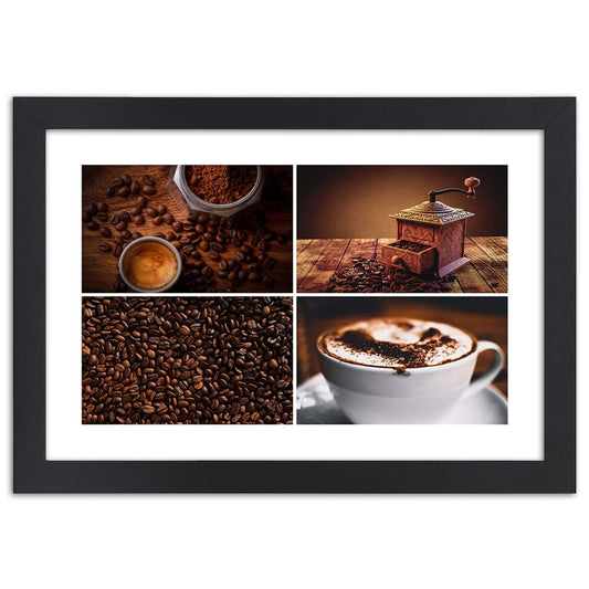 Picture in frame, Coffee beans, grinder and coffee