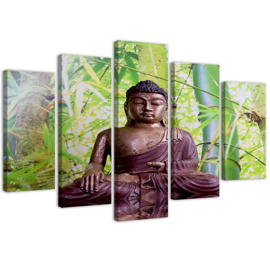 Canvas, Buddha on a background of bamboo