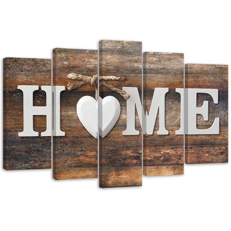 Canvas, Home on old wooden board with vintage look