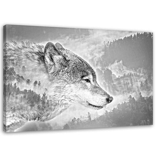 Canvas, Wolf on a snow background