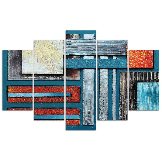 Deco panel, Composition with blue, 5 assorted pieces