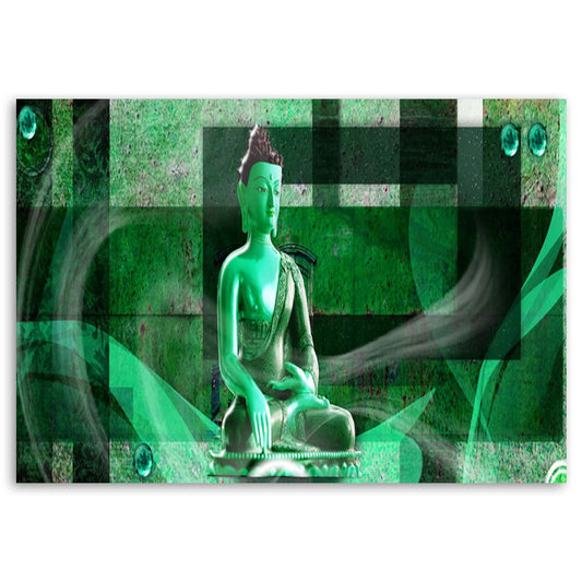 Deco panel, Buddha on geometric background - green, 1-panel