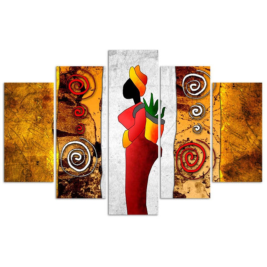 Deco panel, African woman, 5 episodes
