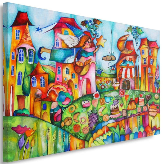 Canvas, Fairy in a colourful town