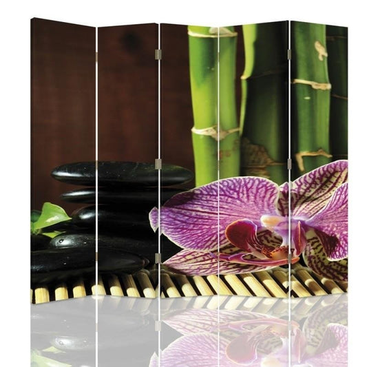 Room divider, Zen with pink orchid