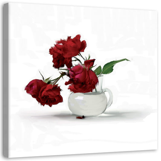 Canvas, Red roses in a vase