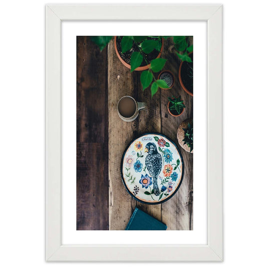 Picture in frame, Embroidered bird