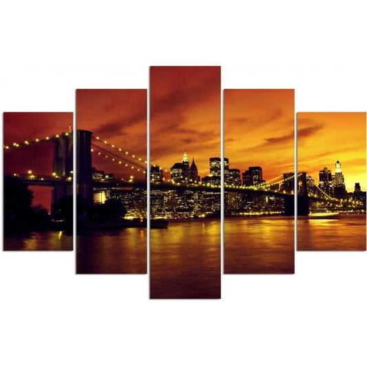 Canvas, Brooklyn bridge and manhattan at sunset