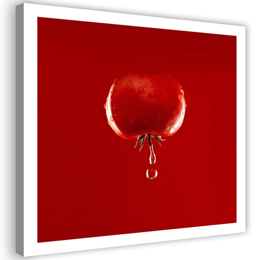 Canvas, Tomato and drops of water - colour