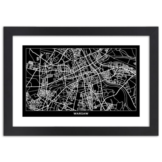 Picture in frame, City plan warsaw