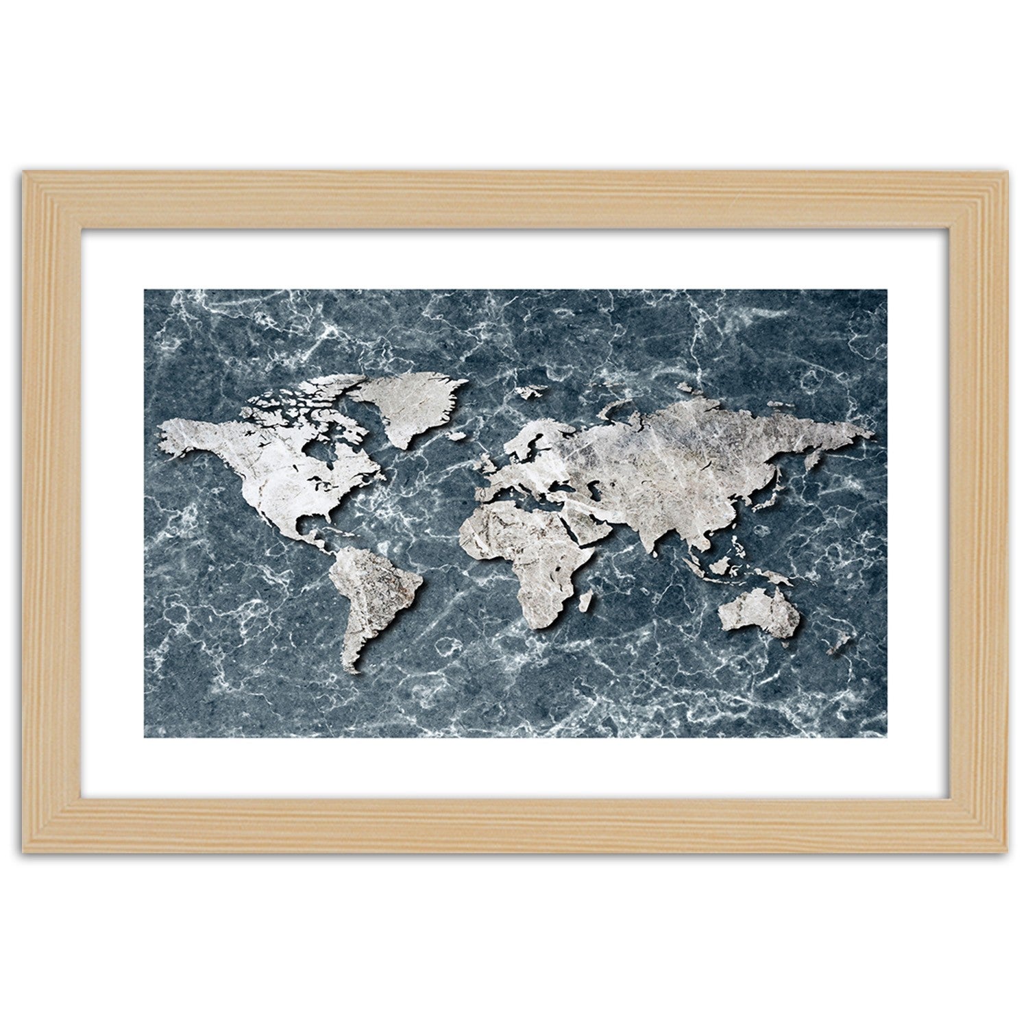 Picture in frame, World map on marble