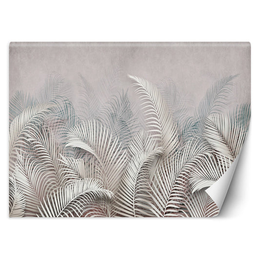Wallpaper, Palm leaves grey 3d