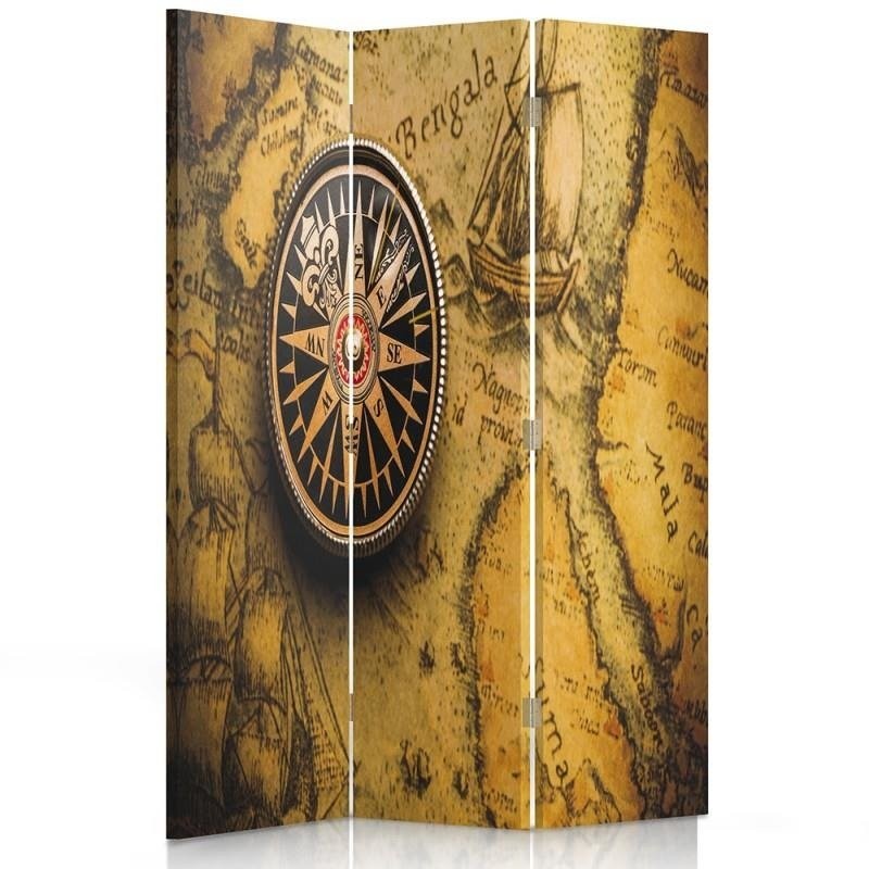 Room divider, Compass on an old map