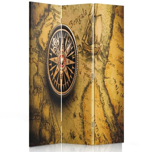 Room divider, Compass on an old map