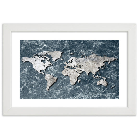Picture in frame, World map on marble