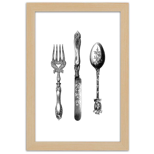 Picture in frame, Rustic cutlery