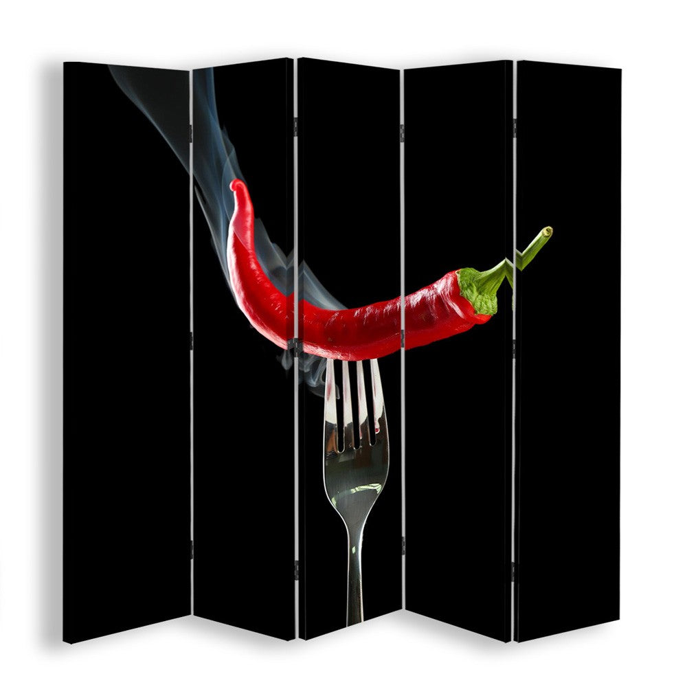 Room divider, Chili peppers on a fork