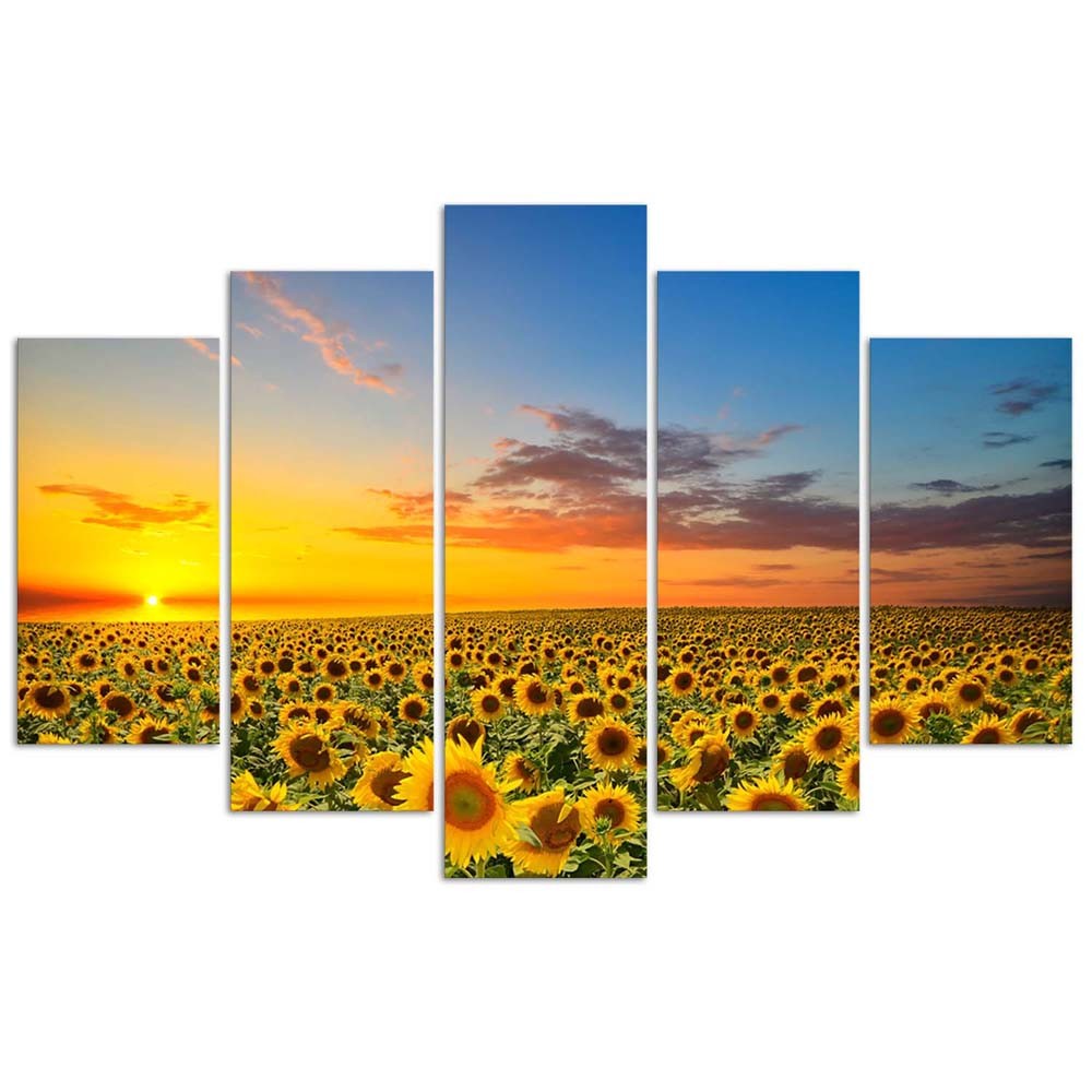 Deco panel, Sunflowers in the meadow, 5 part